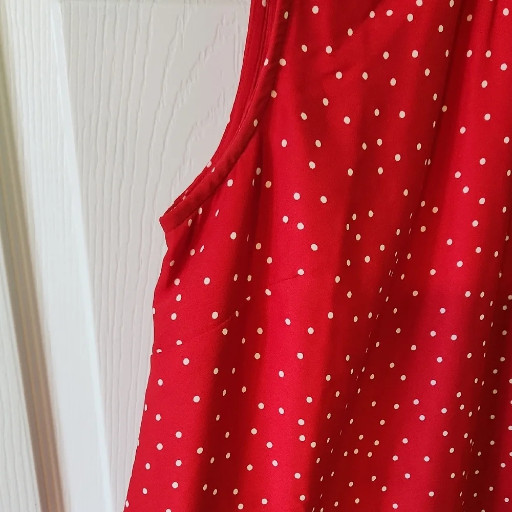 Red Polka Dot Sleeveless Dress- Last Chance - Picture 3 of 9